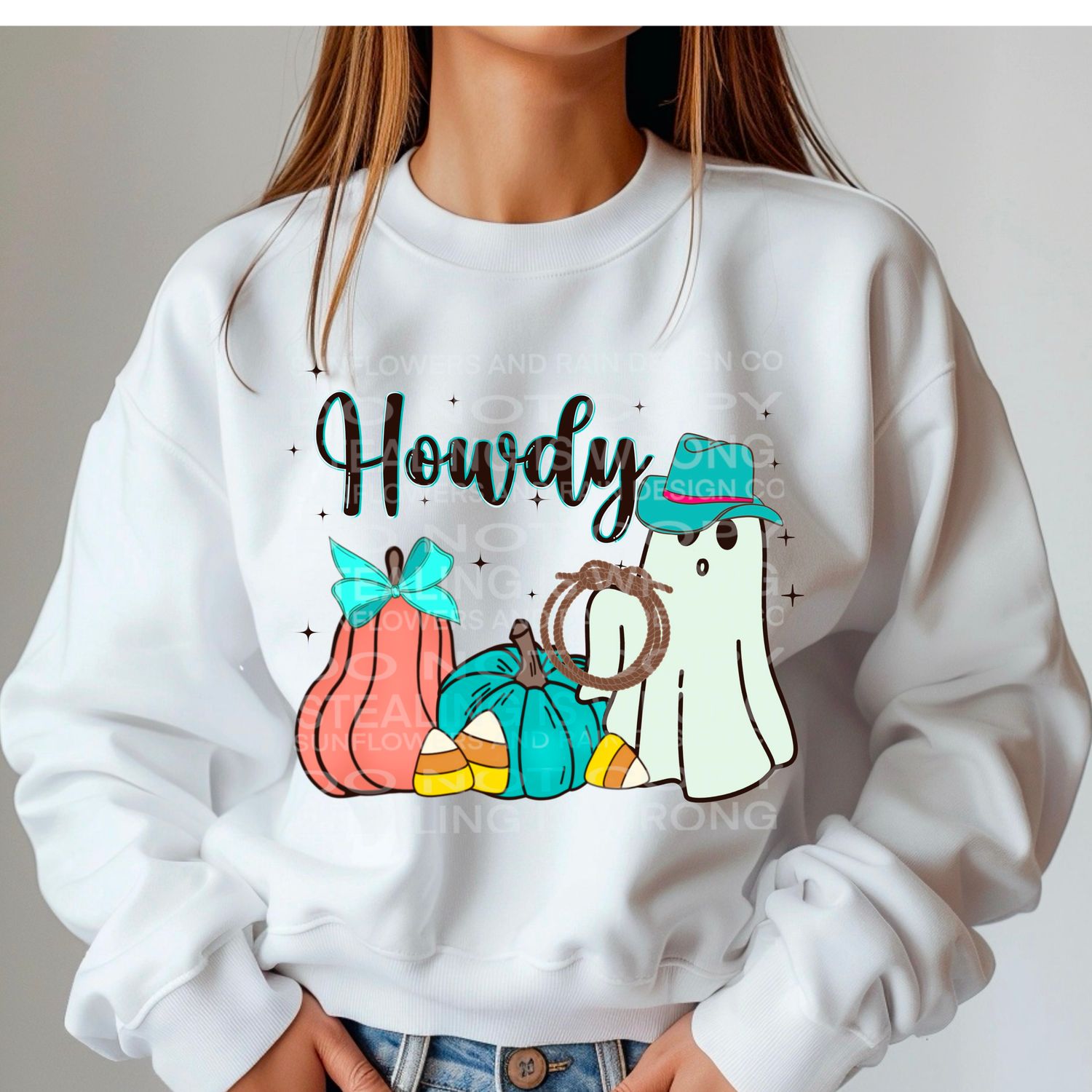 Ghost and Pumpkins Howdy Png Sublimation file.  Digital download only