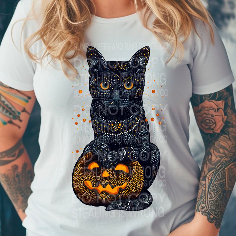Beautiful detailed cat with pumpkin Png Sublimation file.  Digital download only