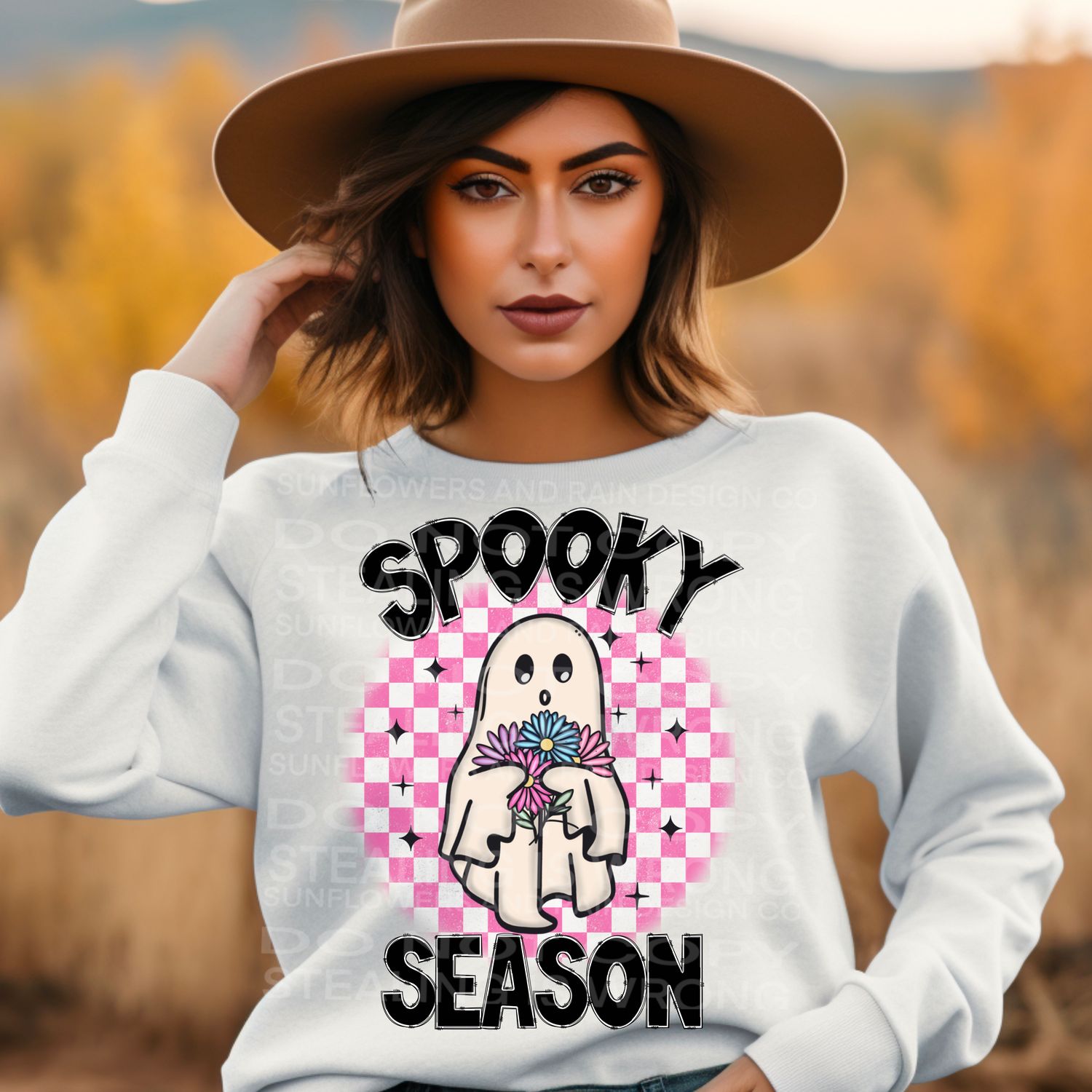 Cute spooky ghost with daisy’s retro  Png Sublimation file.Digital download only