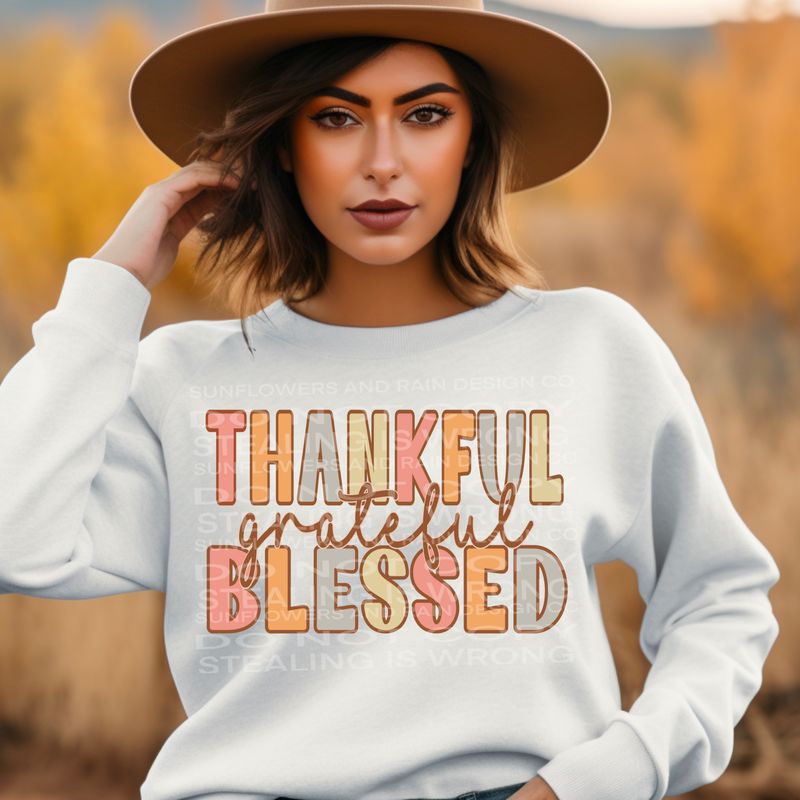 Thankful grateful and blessed Png Sublimation file.  Digital download only