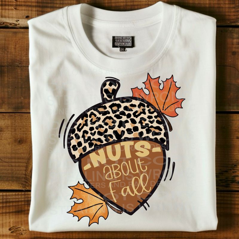 Nuts about fall. Leopard print acorn Png Sublimation file.Digital download only
