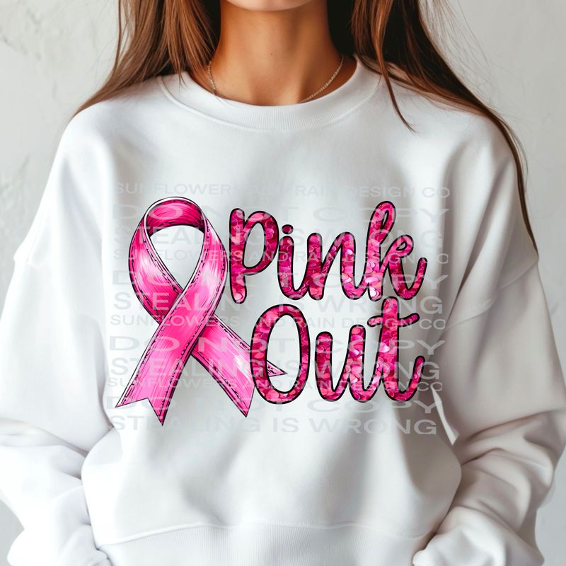 Pink out breast cancer awareness Png Sublimation file.Digital download only