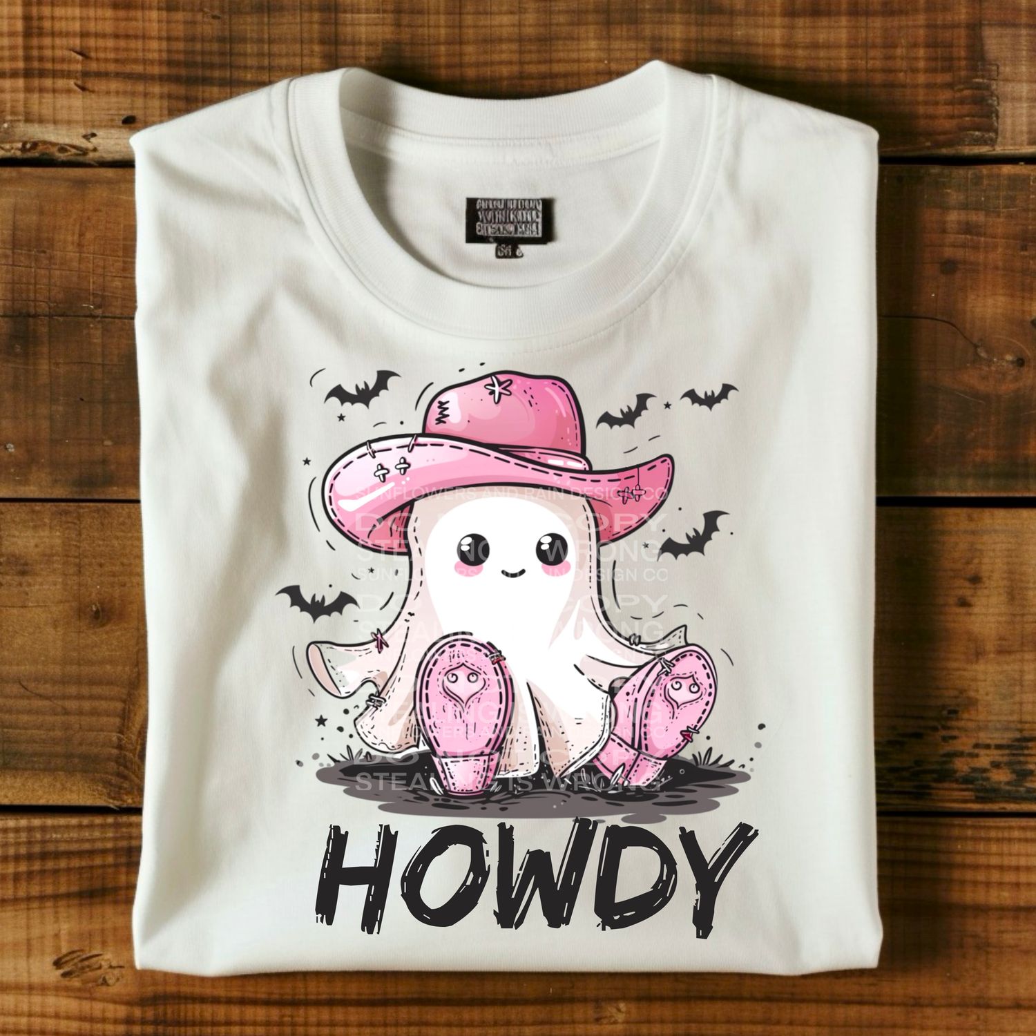 Howdy, cute pink cowgirl ghost Png Sublimation file.Digital download only
