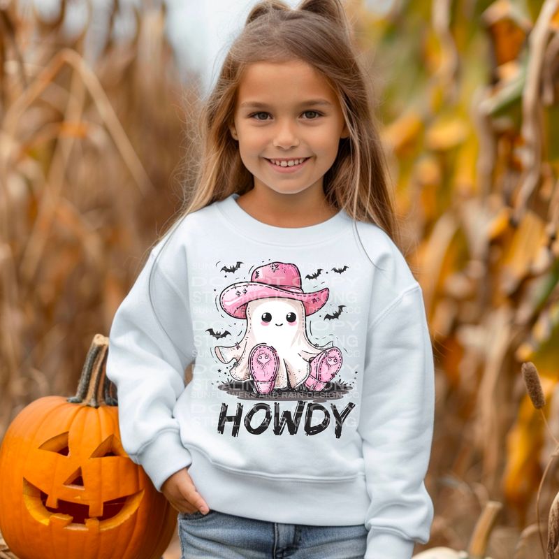 Howdy, cute pink cowgirl ghost Png Sublimation file.Digital download only
