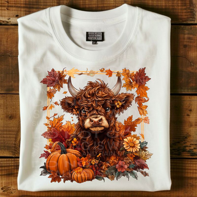Fall highland cow Png Sublimation file.Digital download only