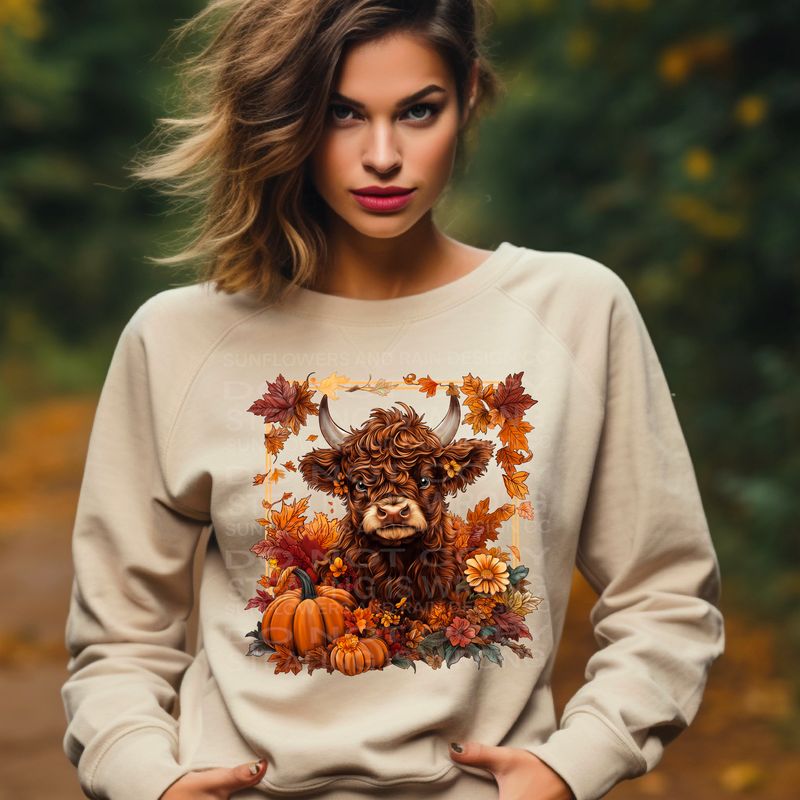 Fall highland cow Png Sublimation file.Digital download only