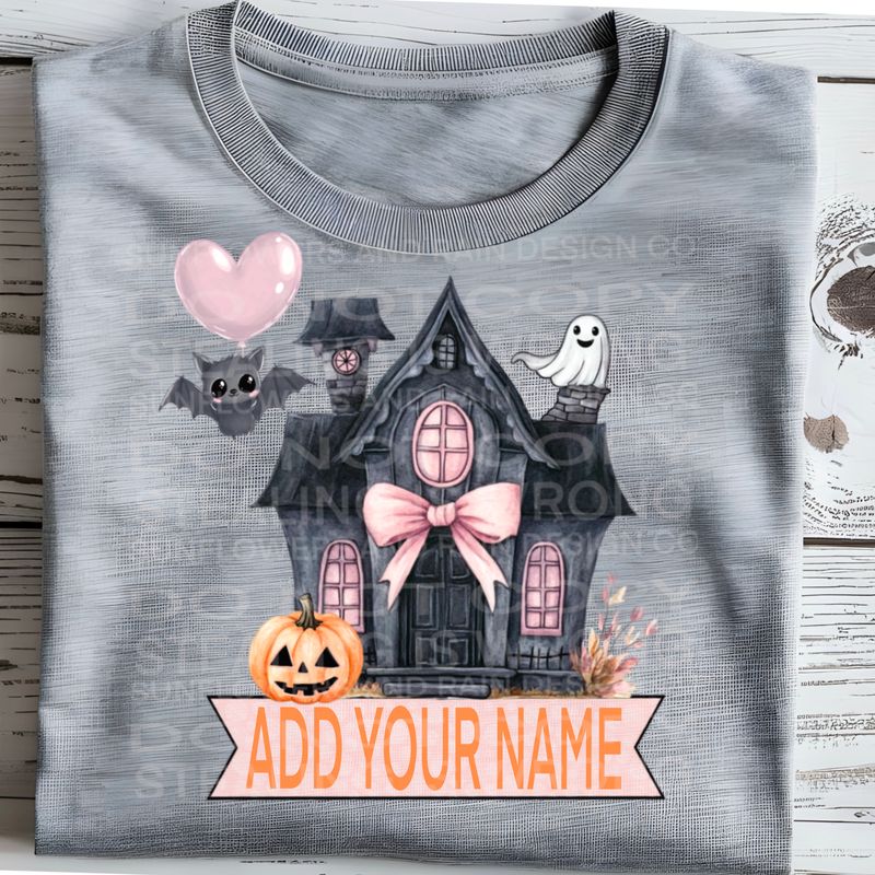 Pastel haunted house for custom name Png Sublimation file.Digital download only