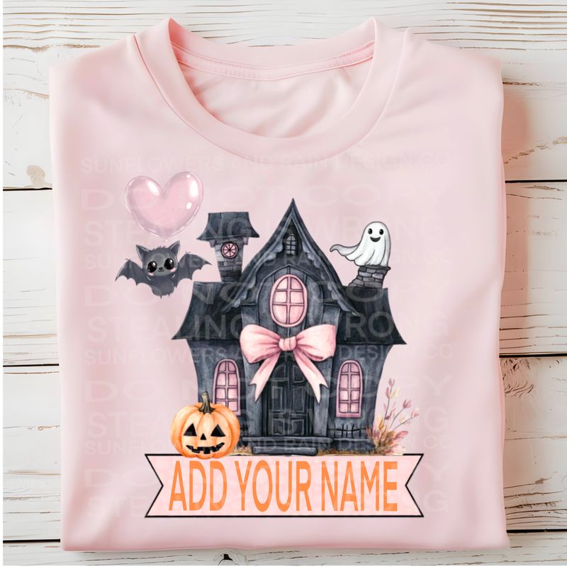Pastel haunted house for custom name Png Sublimation file.Digital download only