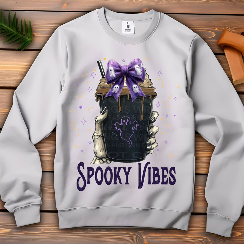 Spooky Vibes coquette coffee with skeleton hand  Png Sublimation file.Digital download only