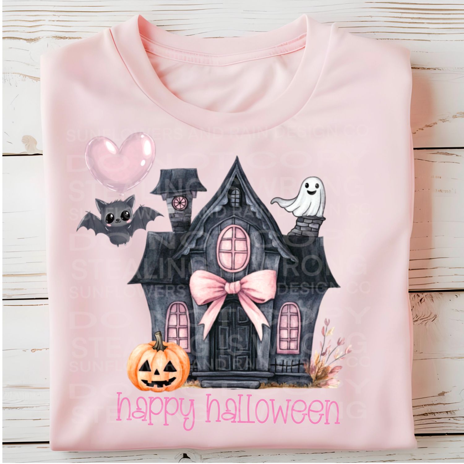 Happy Halloween Pastel haunted house Png Sublimation file.Digital download only