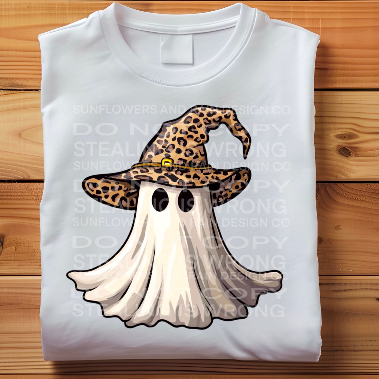 Ghost with leopard print witches hat Png Sublimation file.Digital download only