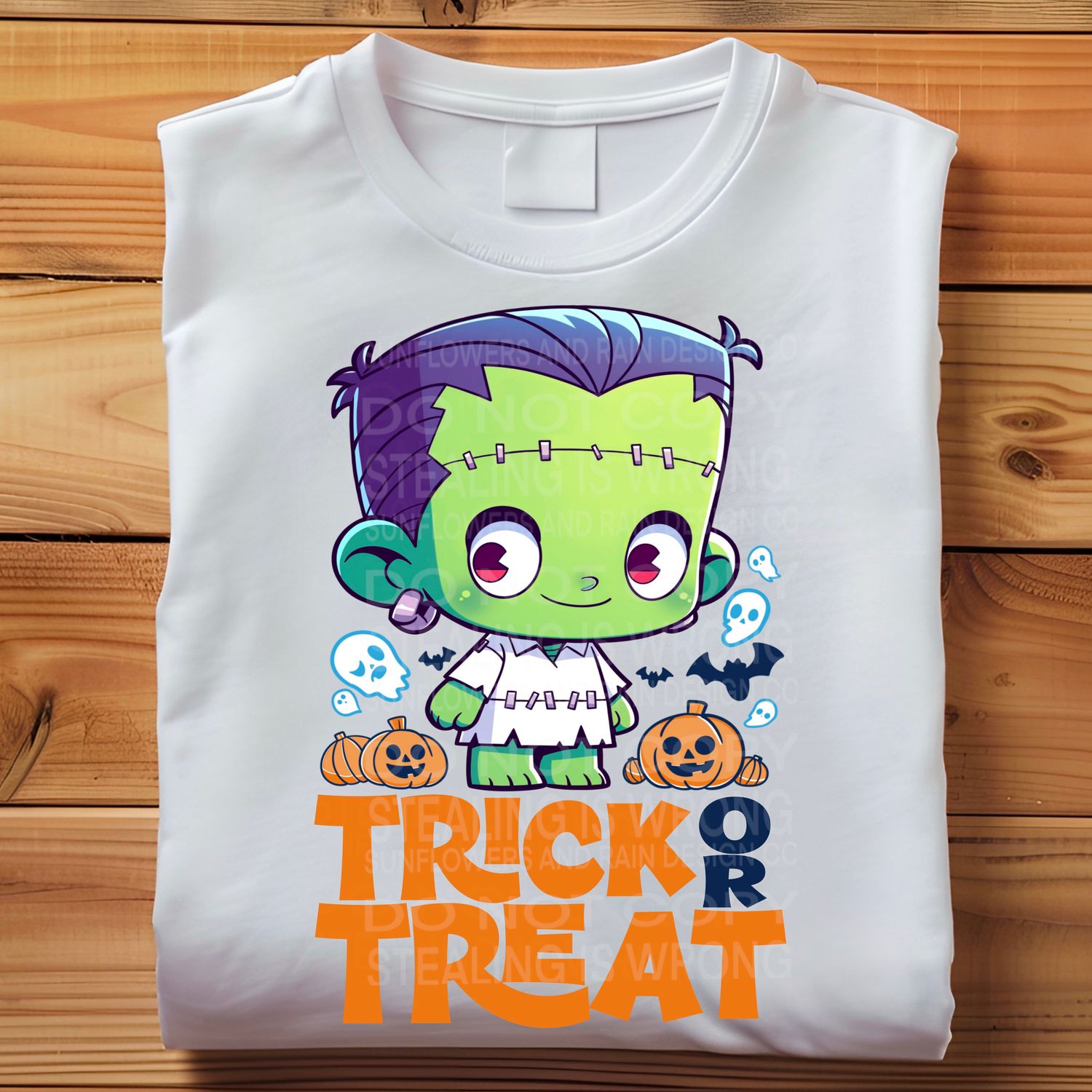 Frankenstine cute cartoon trick or treat Png Sublimation file.Digital download only