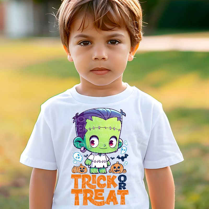 Frankenstine cute cartoon trick or treat Png Sublimation file.Digital download only