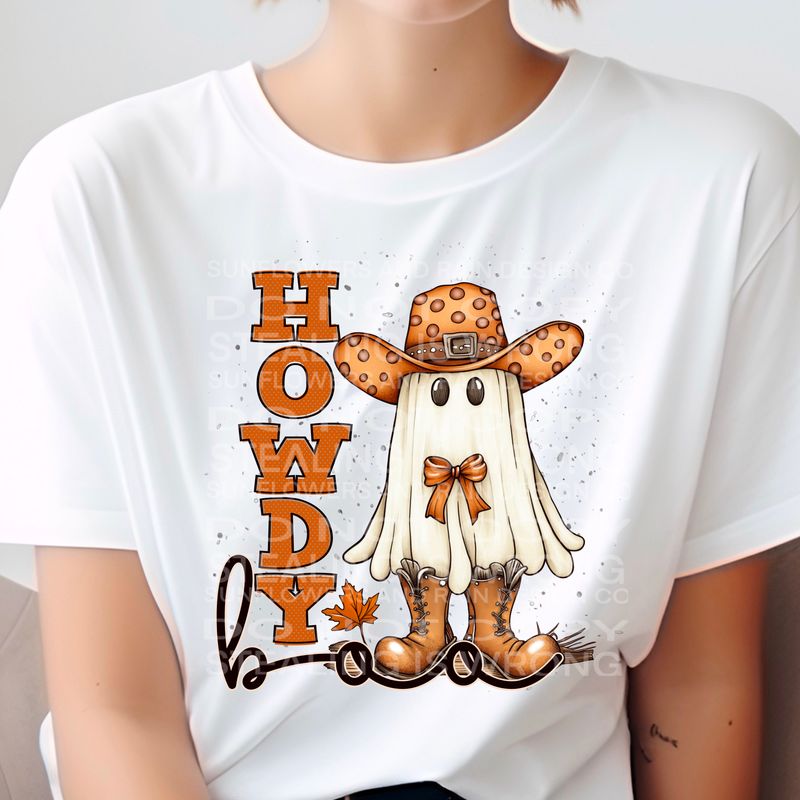Howdy boo Cowboy ghost with coquette bow Png Sublimation file.Digital download only