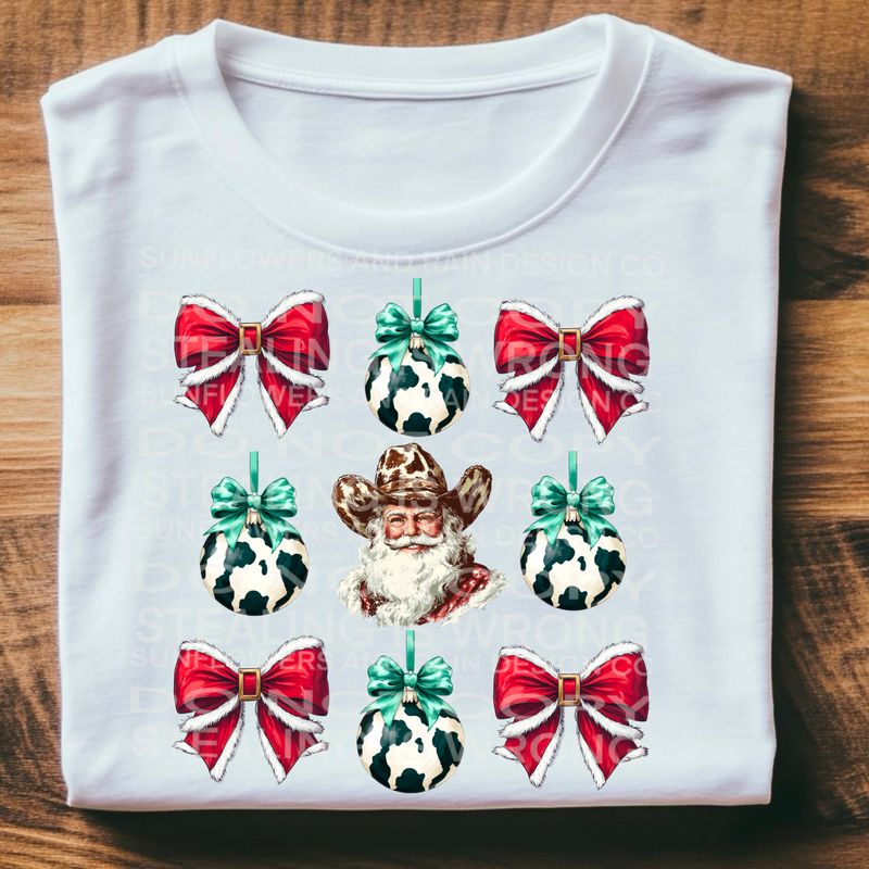 Coquette Bow western  Christmas  Png Sublimation file.Digital download only
