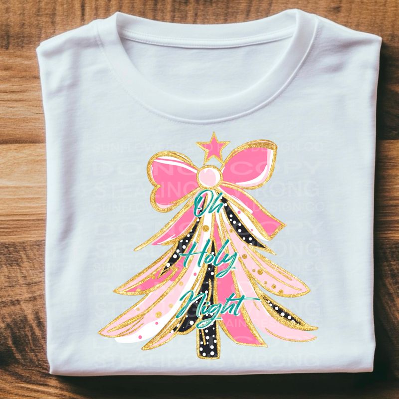 Oh Holy night doodle Christmas Tree  Png Sublimation file.Digital download only