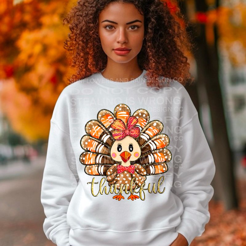 Cute doodle thankful turkey  Png Sublimation file.Digital download only