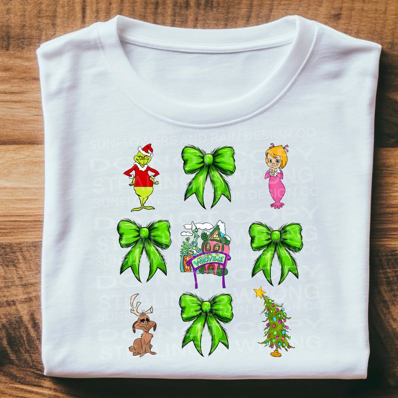 Grinch coquette bow Png Sublimation file.Digital download only