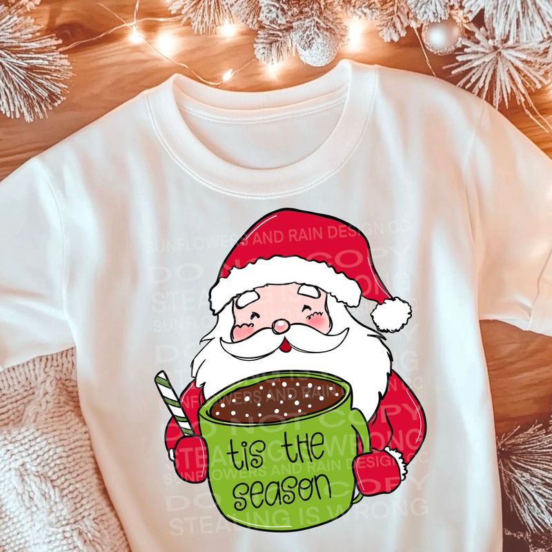 Tis the season Santa drink hot cocoa  Png Sublimation file.Digital download only