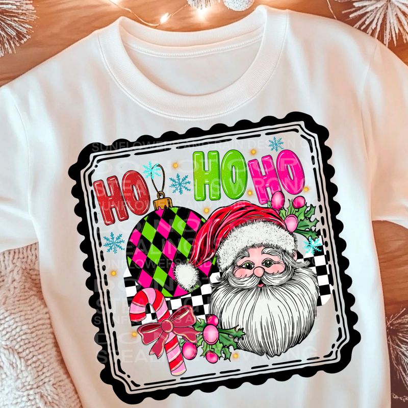 HO HO HO with Santa Png Sublimation file.Digital download only