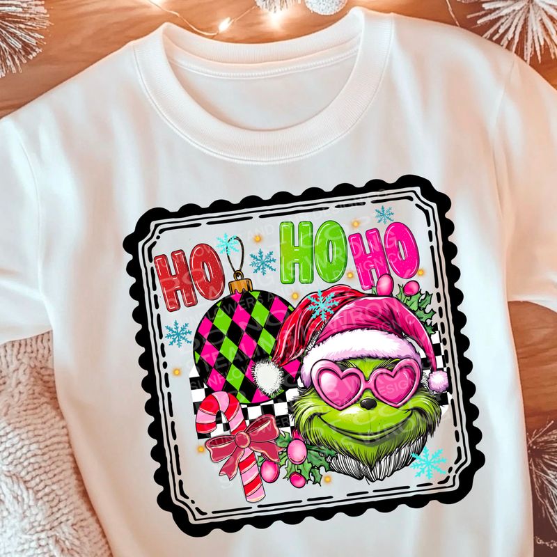 HO HO HO with Grinch Png Sublimation file.Digital download only