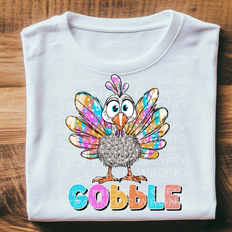 Gobble with colorful turkey  Png Sublimation file.Digital download only