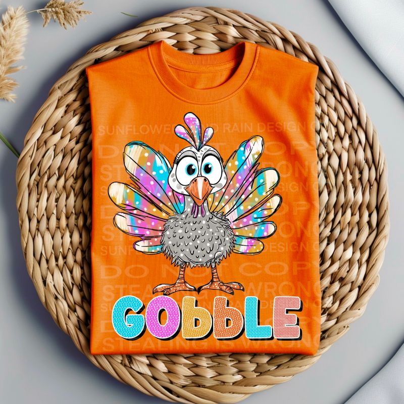 Gobble with colorful turkey  Png Sublimation file.Digital download only
