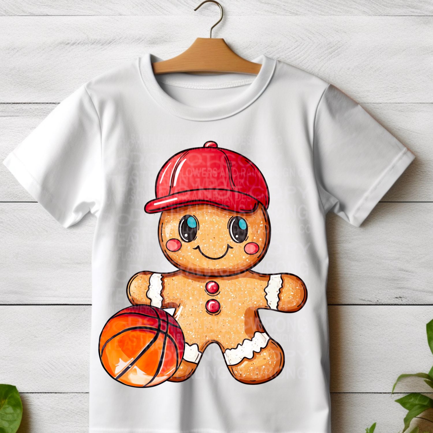 Basketball gingerbread man Red Png Sublimation file.Digital download only