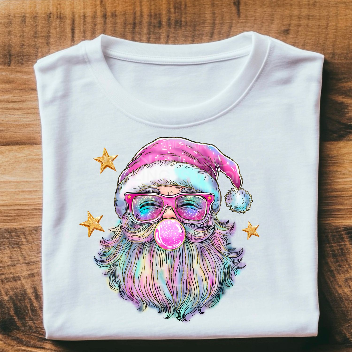 Colorful bubblegum Santa  Png Sublimation file.Digital download only