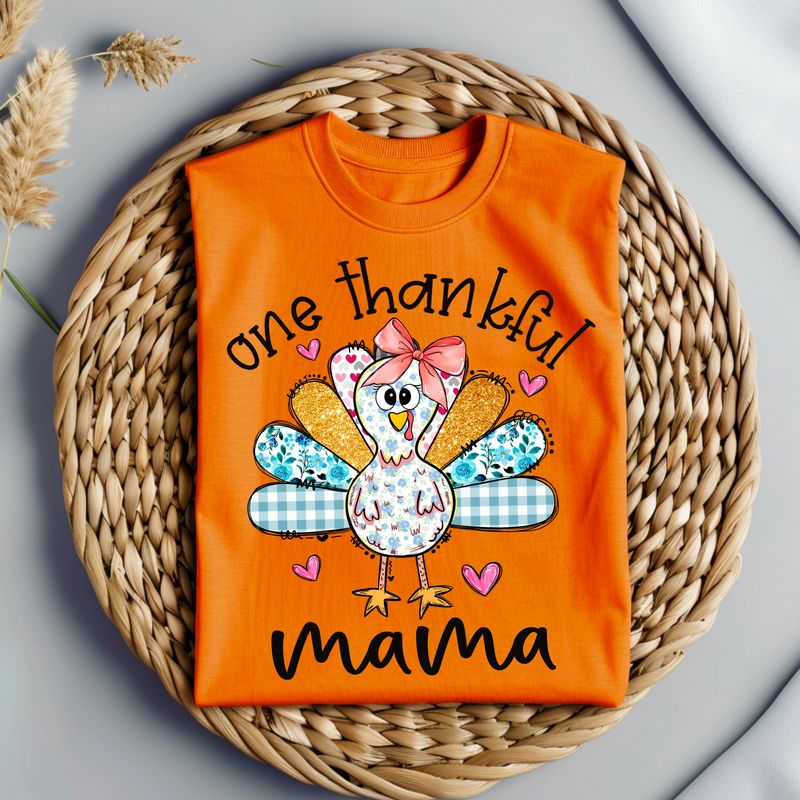 One thankful mama , cute turkey  design Png Sublimation file.Digital download