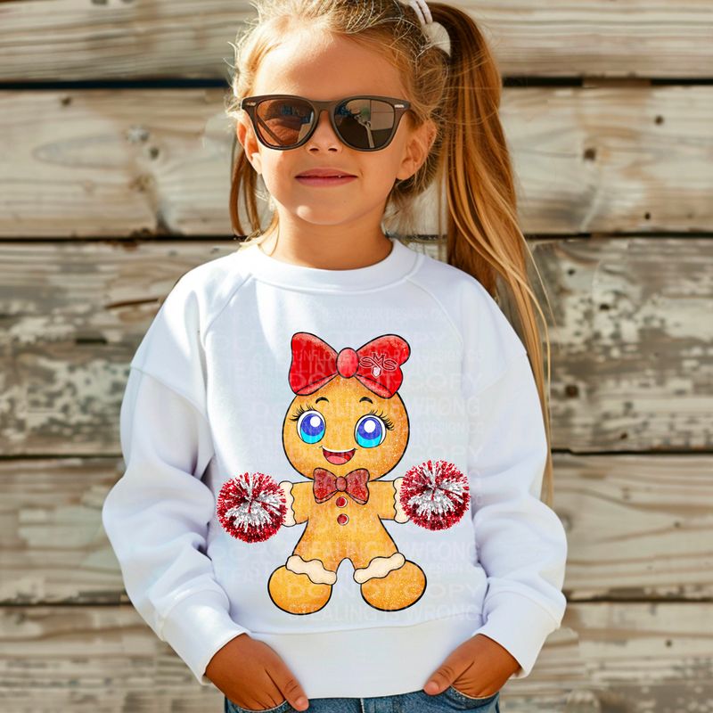Cheerleader gingerbread Red Png Sublimation file.Digital download only