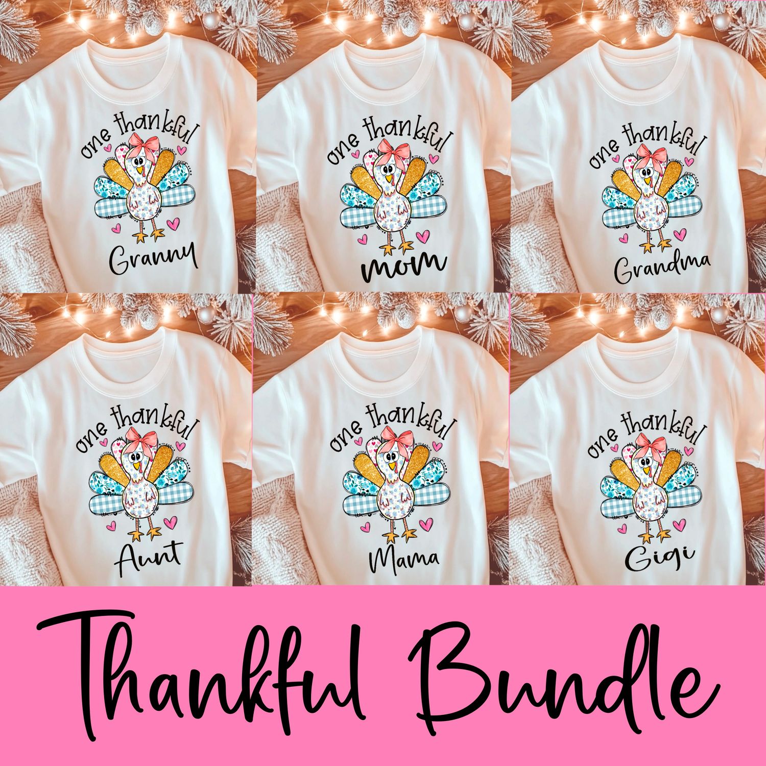 One thankful turkey bundle  design Png Sublimation file.Digital download
