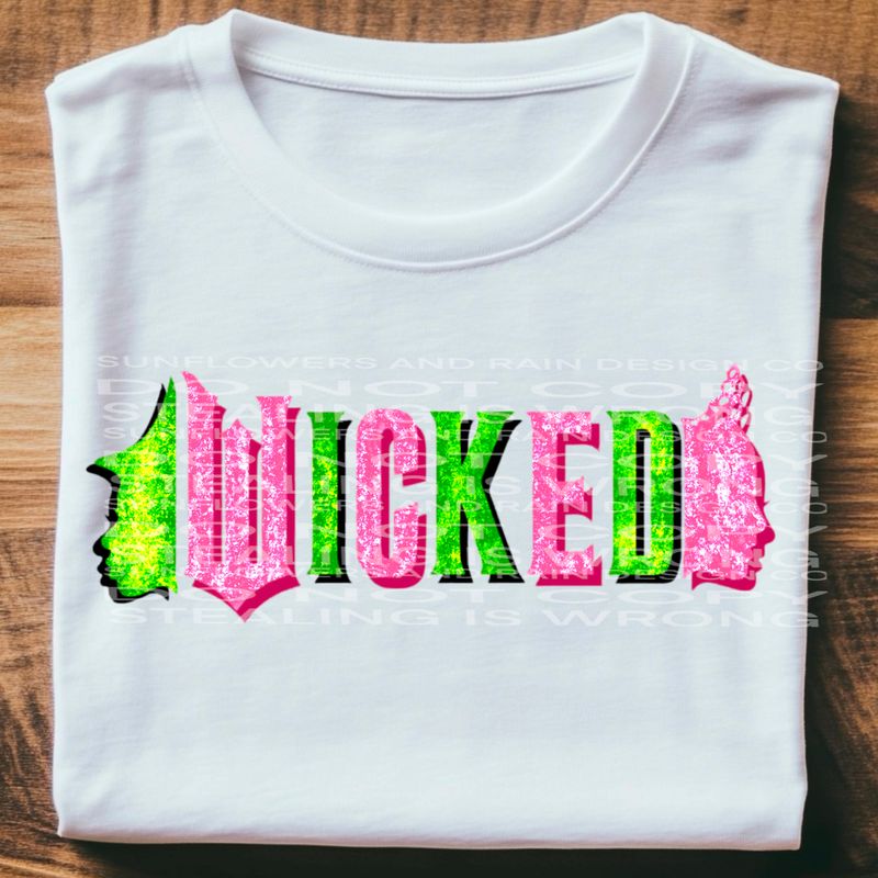 Wicked , pink and green  design Png Sublimation file.Digital download