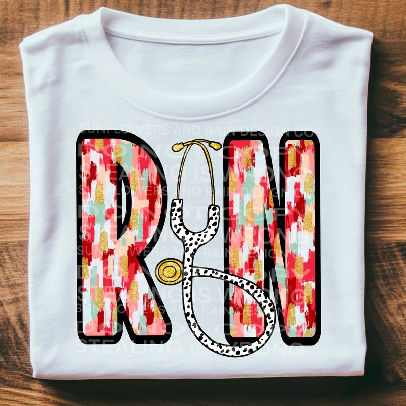 RN, brushstroke and Dalmatian dot design Png Sublimation file.Digital download