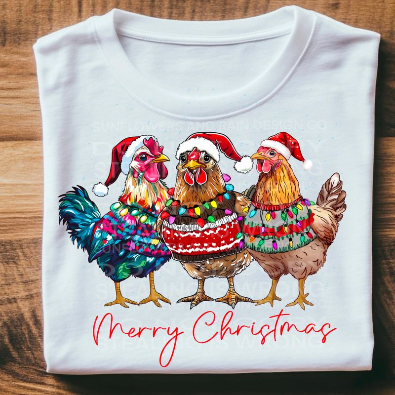 Christmas chickens  design Png Sublimation file.Digital download
