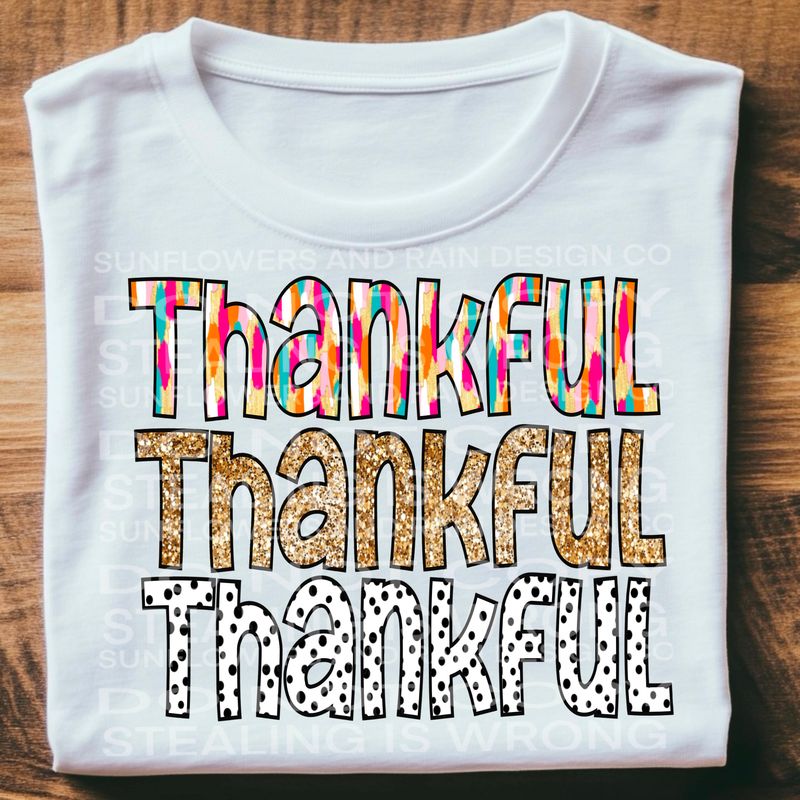 Thankful , brushstrokes design Png Sublimation file.Digital download