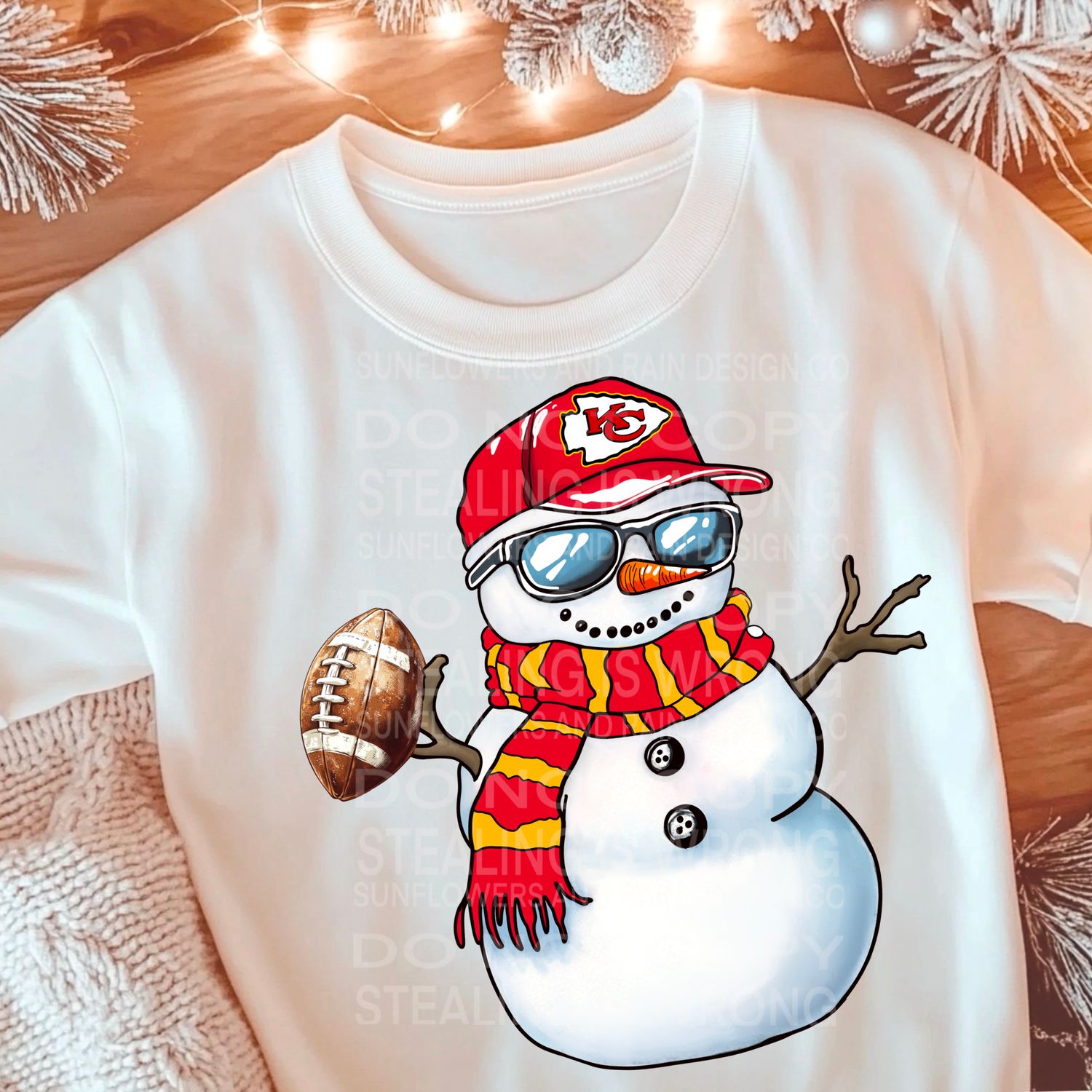 Chiefs Christmas snowman football png file for sublimation tshirts. PNG Digital download. Football png. Sublimation design. KC png. Snowman