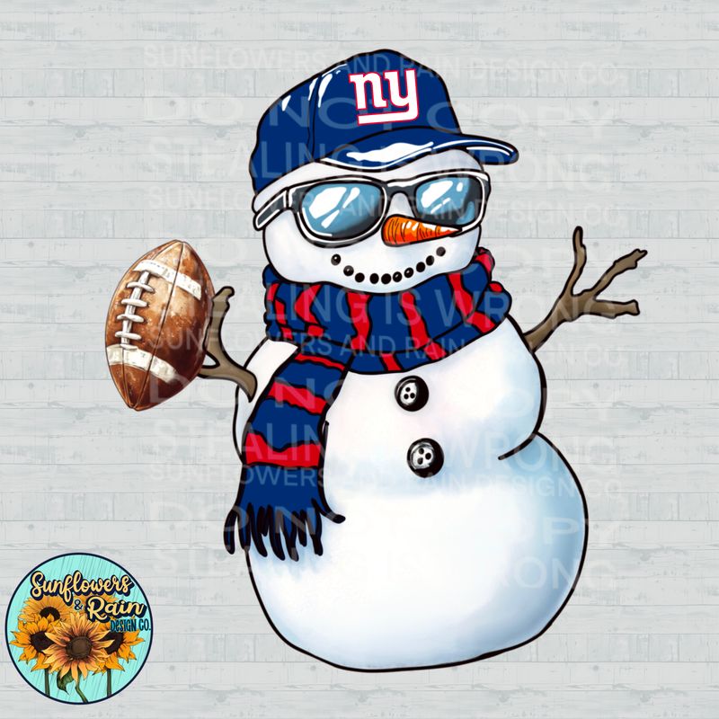 Giants Christmas snowman football png file for sublimation tshirts. PNG Digital download. Football png. Sublimation design. New York  png. Snowman