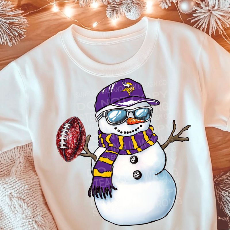 Vikings  Christmas snowman football png file for sublimation tshirts. PNG Digital download. Football png. Sublimation design. Vikings png. Snowman