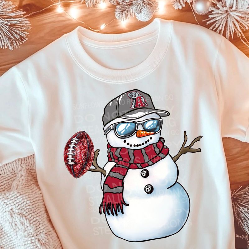 Alabama Christmas snowman football png file for sublimation tshirts. PNG Digital download. Football png. Sublimation design. Roll Tide png. Snowman