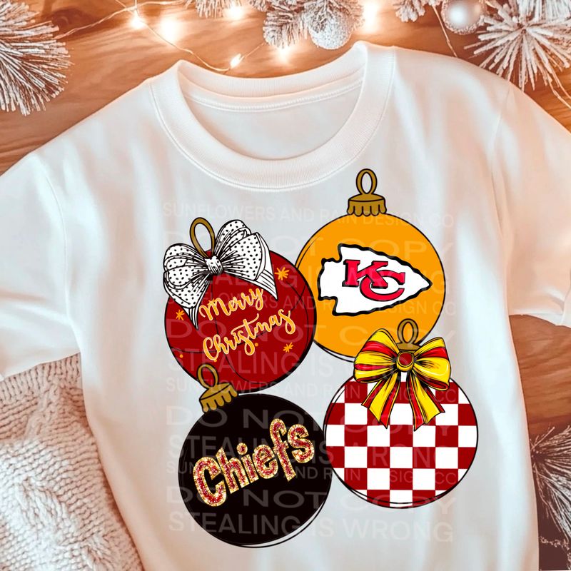 Kansas Citt Chiefs ornaments. Christmas design. Png file for sublimation and dtf T-shirts and prints.