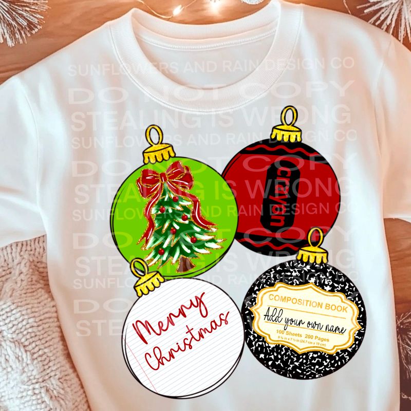 Customizable ornaments for teachers paraprofessionals, daycares. Christmas design. Png file for sublimation and dtf T-shirts and prints.