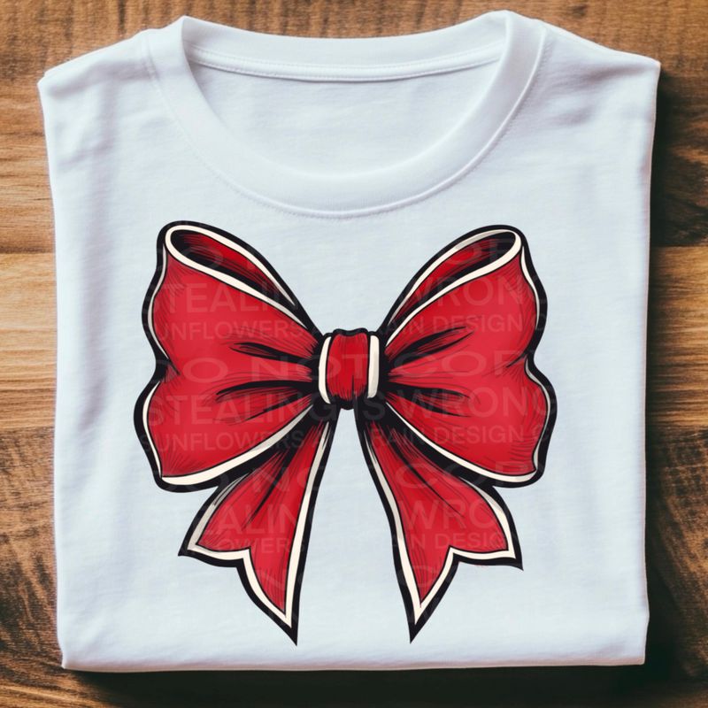 Big red croquette bow perfect for T-shirt or clipart .Png file for sublimation and dtf T-shirts and prints.