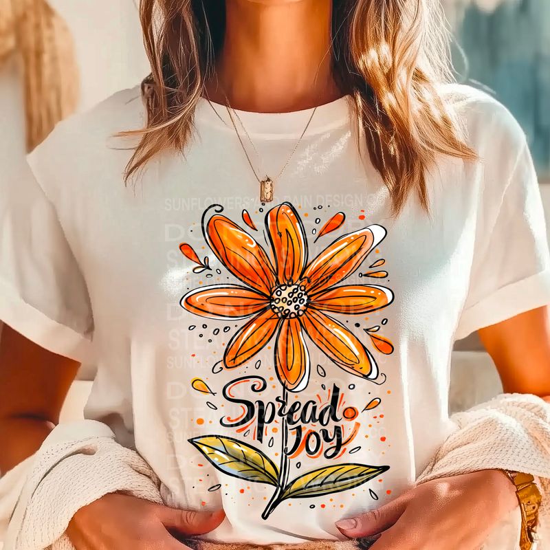Spread Joy Orange daisy .Png file for sublimation and dtf T-shirts and prints.