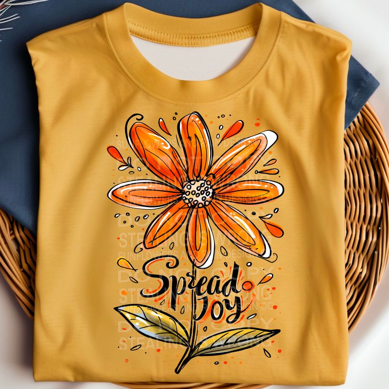Spread Joy Orange daisy .Png file for sublimation and dtf T-shirts and prints.