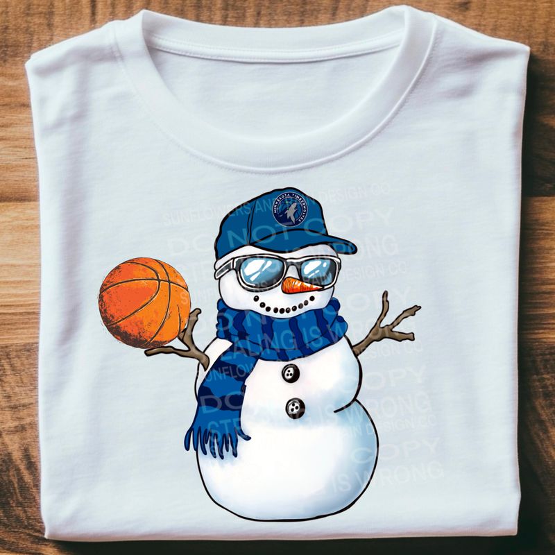 Minnesota Timberwolves  Christmas snowman football png file for sublimation tshirts. PNG Digital download. Basketball  png. Sublimation design. Minnesota  png. Snowman