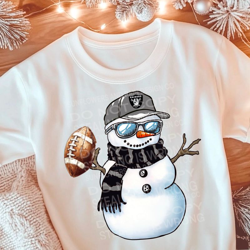 Raiders Christmas snowman football png file for sublimation tshirts. PNG Digital download. Football png. Sublimation design. Raiders png. Snowman