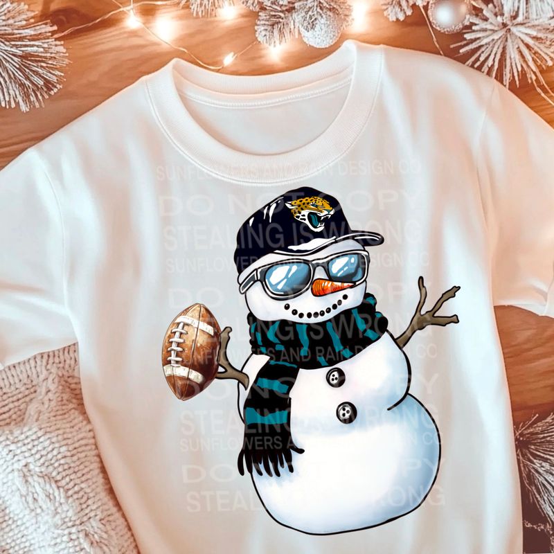 Jaguars Christmas snowman football png file for sublimation tshirts. PNG Digital download. Football png. Sublimation design. Jasksonville Jaguars  png. Snowman