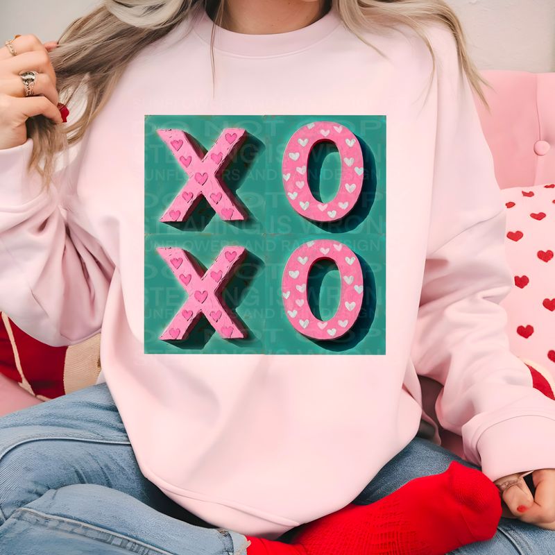 XOXO Pink &amp; Turquoise Valentines Day design .Png file for sublimation and dtf T-shirts and prints.