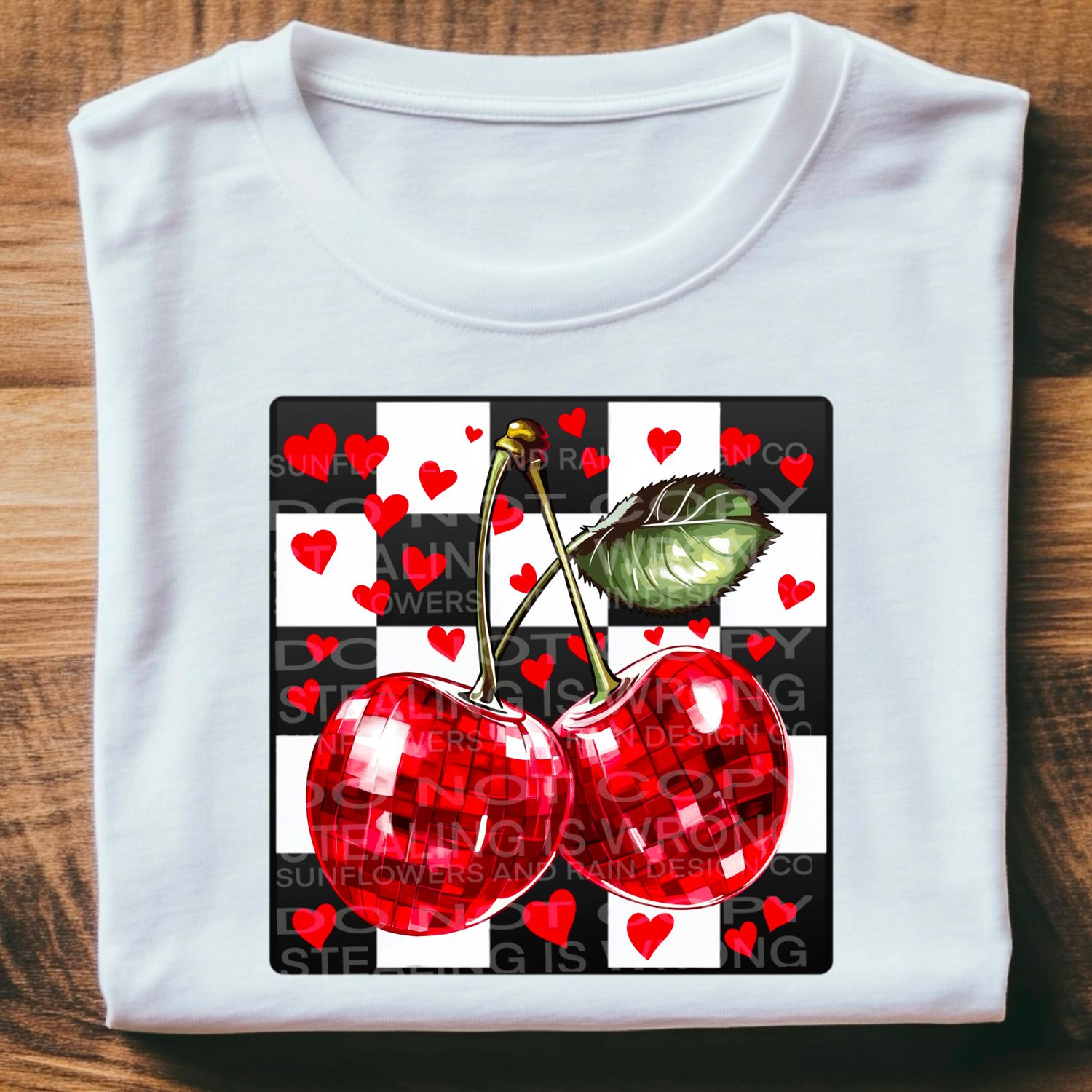 Checkered Cherries .Png file for sublimation and dtf T-shirts and prints.